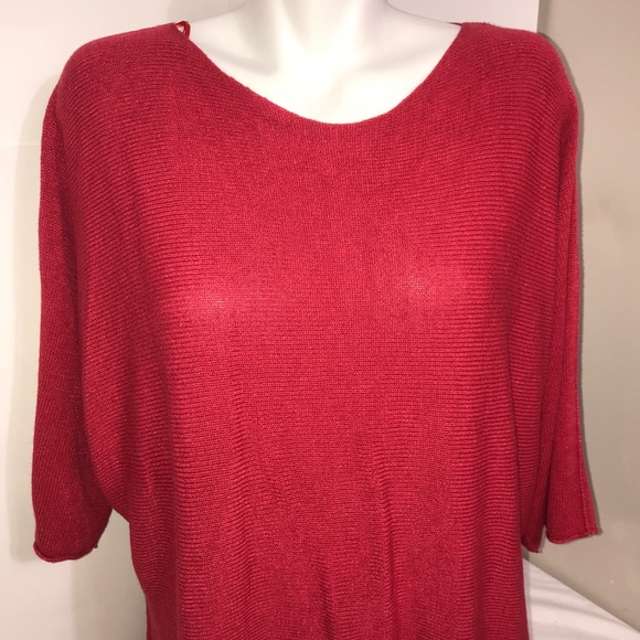 Isabella D. Ruby Red Sparkle Modal Long Sleeve Top - Picture 4 of 11